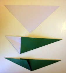 Origami iris leaf steps1-4